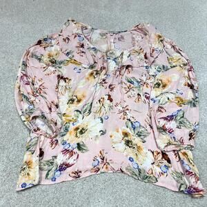 Haute Hippie Tribe Blouse Multicolored Floral Long Sleeve Size 3X